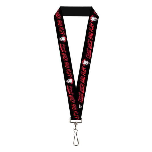 Lanyard - 1.0" - It Chapter Two Pennywise Face COME BACK AND PLAY Black/Reds