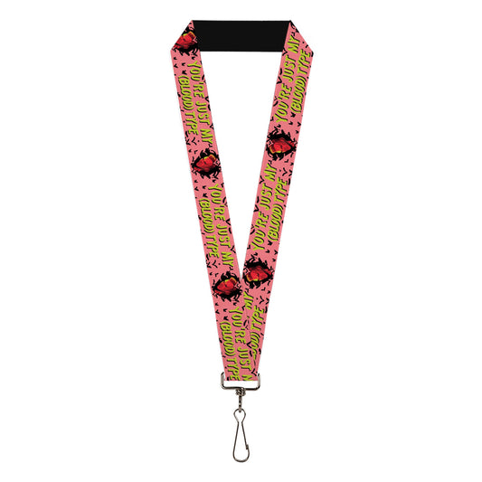 Lanyard - 1.0" - The Lost Boys David Heart Icon YOU'RE JUST MY (BLOOD) TYPE Pink/Yellow