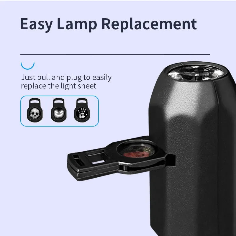 Skull Ghost Grim Reaper Projection Lamp | Switchable Pattern LED Night Light with USB Power