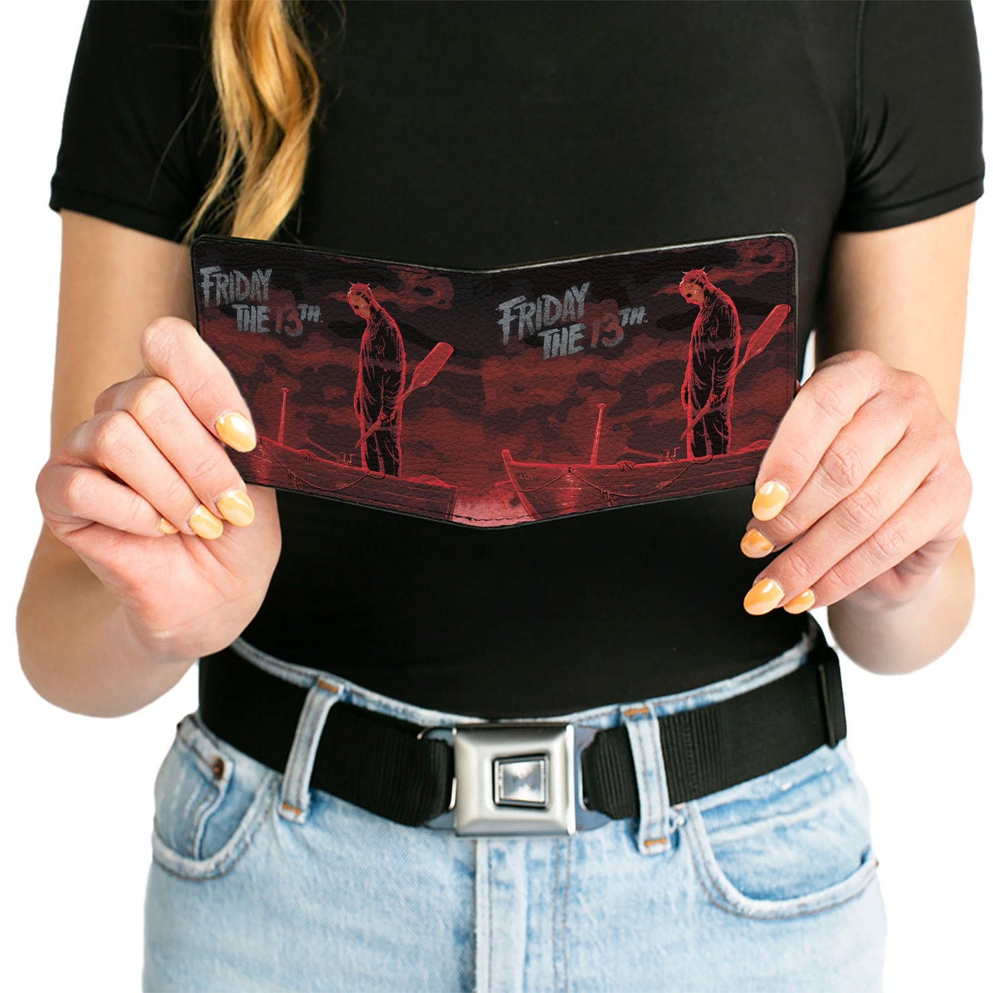 Bi-Fold Wallet - FRIDAY THE 13th Jason Boat Murder Black Reds White
