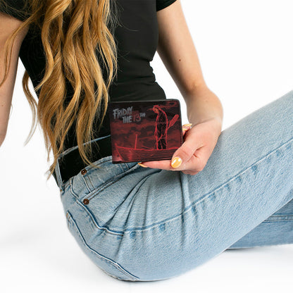 Bi-Fold Wallet - FRIDAY THE 13th Jason Boat Murder Black Reds White