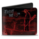 Bi-Fold Wallet - FRIDAY THE 13th Jason Boat Murder Black Reds White