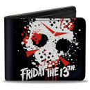 Bi-Fold Wallet - FRIDAY THE 13th Jason Mask 5 Splatter Black White Red