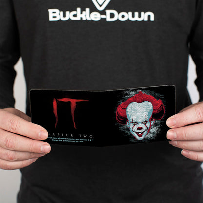 Bi-Fold Wallet - IT CHAPTER TWO Pennywise Face + Logo Black Red Blues