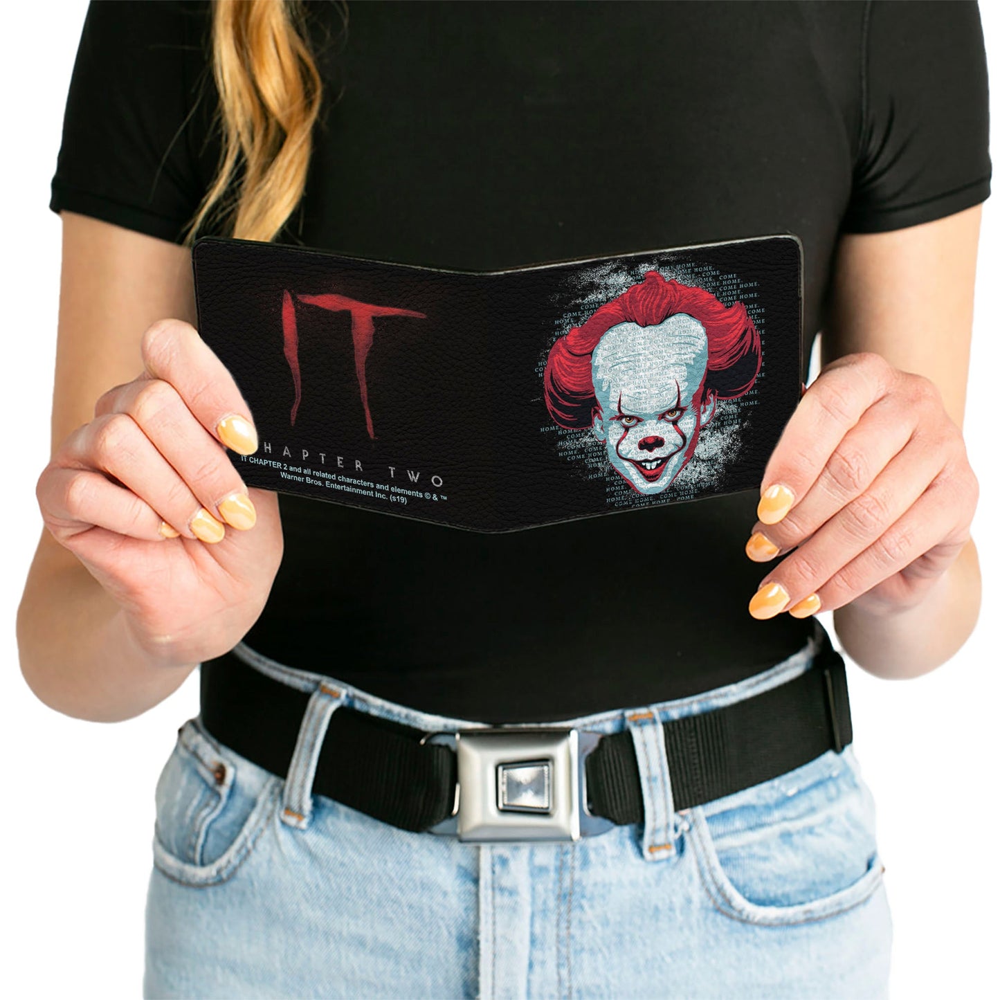 Bi-Fold Wallet - IT CHAPTER TWO Pennywise Face + Logo Black Red Blues