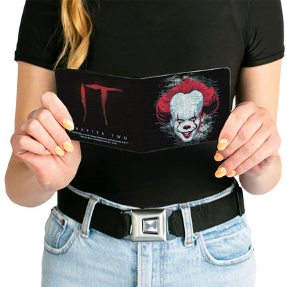 Bi-Fold Wallet - IT CHAPTER TWO Pennywise Face + Logo Black Red Blues