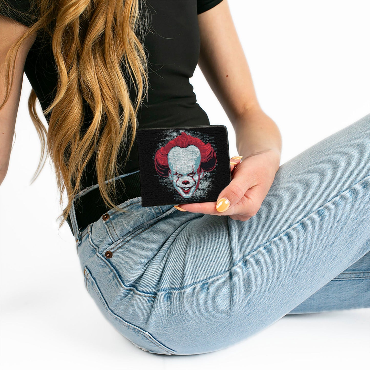 Bi-Fold Wallet - IT CHAPTER TWO Pennywise Face + Logo Black Red Blues