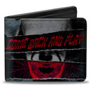 Bi-Fold Wallet - IT Chapter Two Pennywise COME BACK AND PLAY Collage Black White Reds Blues