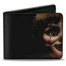 Bi-Fold Wallet - Annabelle Half Face + ANNABELLE Logo Black Tan Red
