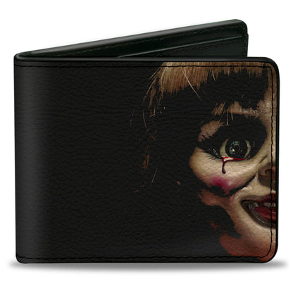 Bi-Fold Wallet - Annabelle Half Face + ANNABELLE Logo Black Tan Red