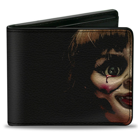 Bi-Fold Wallet - Annabelle Half Face + ANNABELLE Logo Black Tan Red