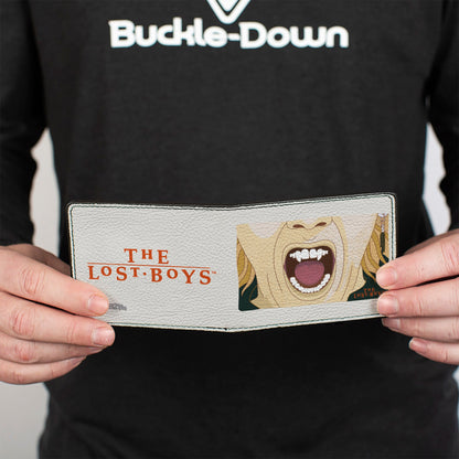 Bi-Fold Wallet - The Lost Boys David Fangs Character Close-Up and Title Logo White/Red
