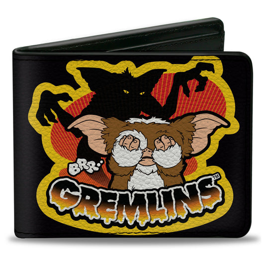 Bi-Fold Wallet - Gremlins Stripe & Gizmo Pose Black/Yellow