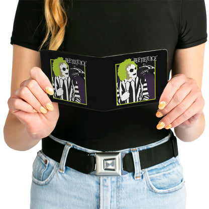 Bi-Fold  Wallet - BEETLEJUICE and Sand Worm Pose with Title Logo' Black