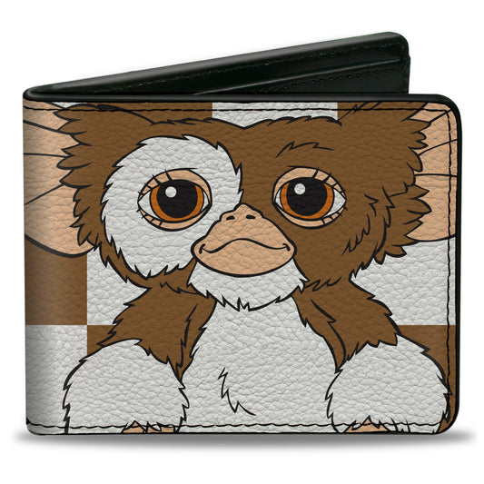 Bi-Fold Wallet - The Gremlins Gizmo Pose Checker Brown/White