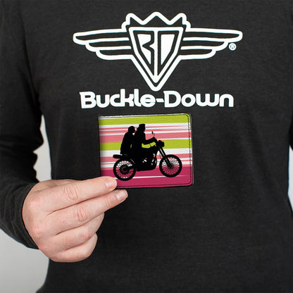 Bi-Fold Wallet - The Lost Boys Motorcycle Ride Silhouette White/Green/Pink