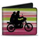Bi-Fold Wallet - The Lost Boys Motorcycle Ride Silhouette White/Green/Pink