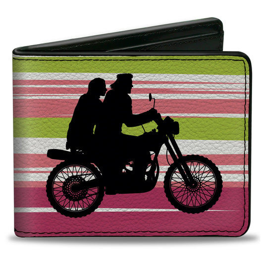 Bi-Fold Wallet - The Lost Boys Motorcycle Ride Silhouette White/Green/Pink