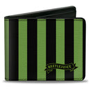 Bi-Fold Wallet - BEETLEJUICE Chibi Characters and Spider Webs Collage Greens