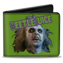 Bi-Fold Wallet - BEETLEJUICE Face and Text Green/Purple