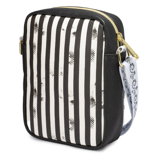 Women's Crossbody Wallet - Beetlejuice Suit Stripes Black White