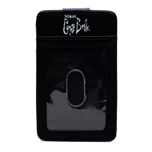 Horror Movies Vegan Leather Wallet, ID Card Holder, Corpse Bride Emily Pose Black Gray, 3.0