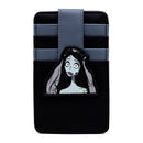 Horror Movies Vegan Leather Wallet, ID Card Holder, Corpse Bride Emily Pose Black Gray, 3.0" x 5.0"