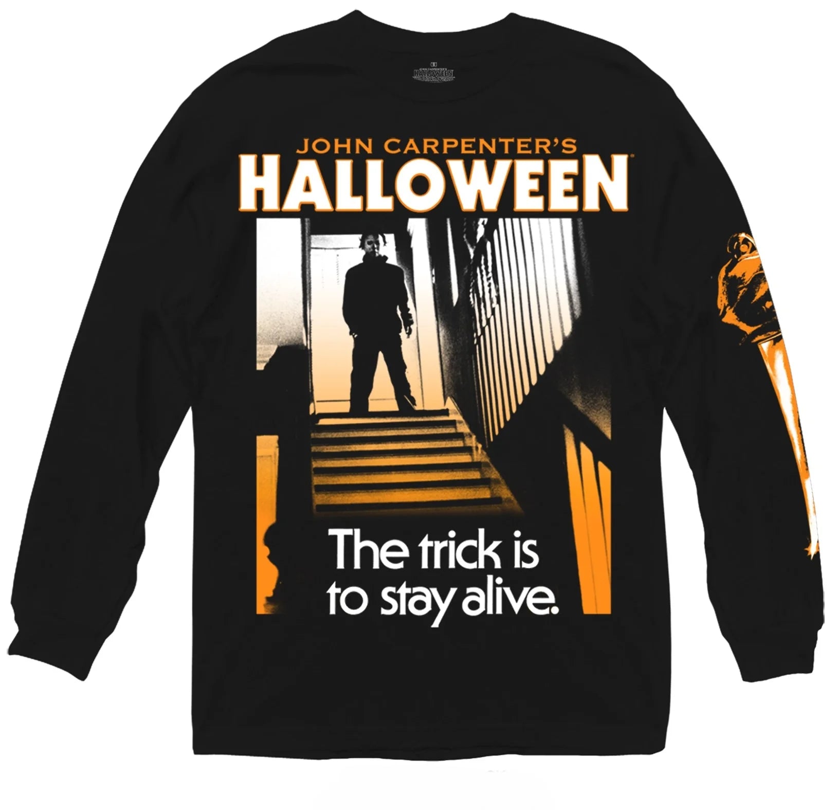 Halloween Men’S Long Sleeve T-Shirt Michael Myers Jumbo Print Vintage Horror Movie Scene Officially Licensed Sizes S-2XL