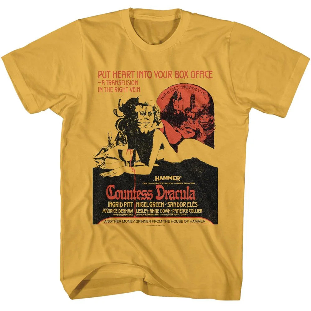 Hammer Horror Countess Dracula Poster Ginger Adult T-Shirt Xl