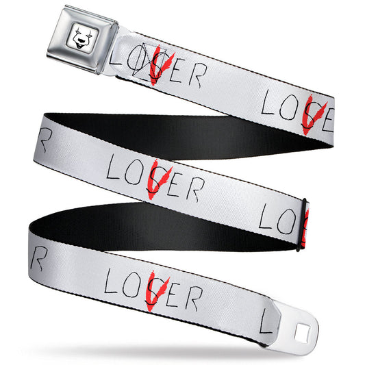 It Chapter Two LOSER/LOVER Full Color White/Black/Red Seatbelt Belt - It Chapter Two LOSER/LOVER White/Black/Red Webbing