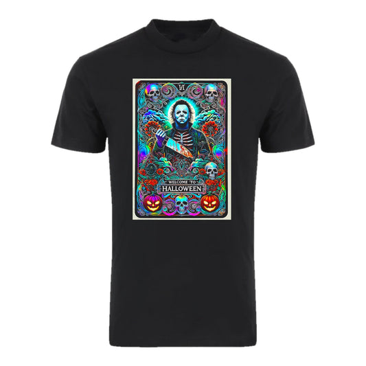 Halloween Michael Myers Tarot Card graphic tee in black